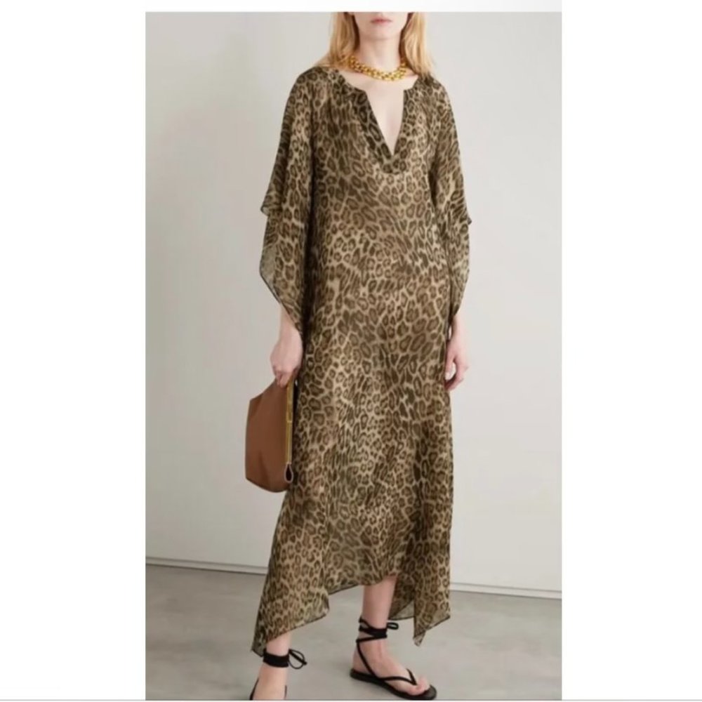 Nili Lotan Erica Silk Leopard Cheetah Caftan